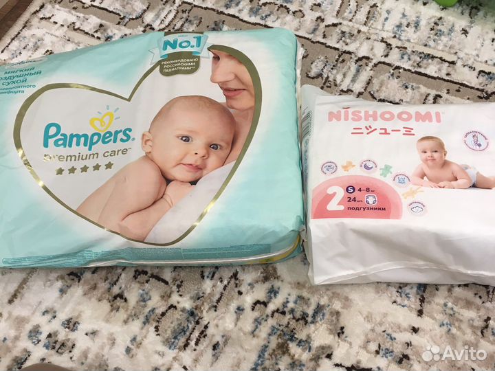 Подгузники merries 3 Pampers premium care 2