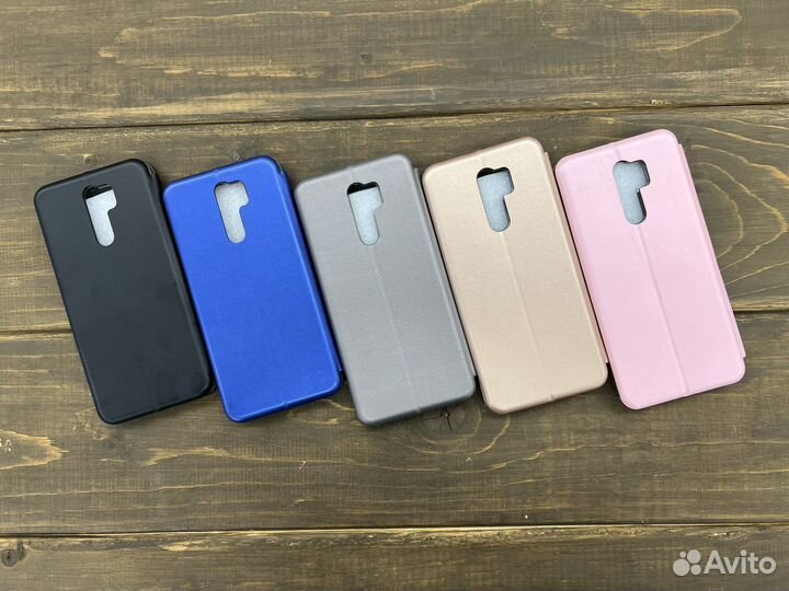 Redmi 9 чехлы-книжки, защитные стекла
