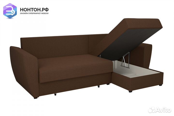 Диван угловой выкатной София коричневый