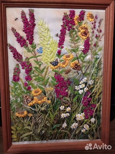 Картины вышитые атласными лентами