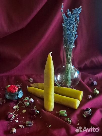 Свечи восковые с травами ручной работы