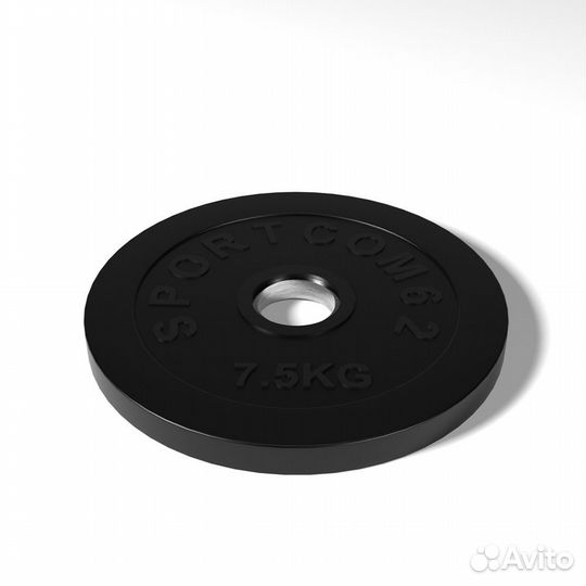 Диск Sportcom обрезиненный 51мм 7,5 кг, черный
