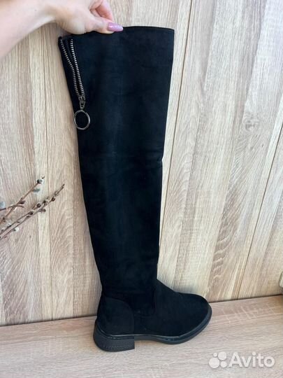 Сапоги высокие замш, очень красивые