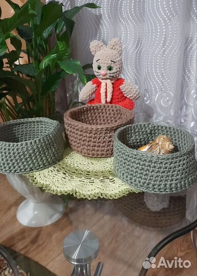 Корзина из трикотажной пряжи