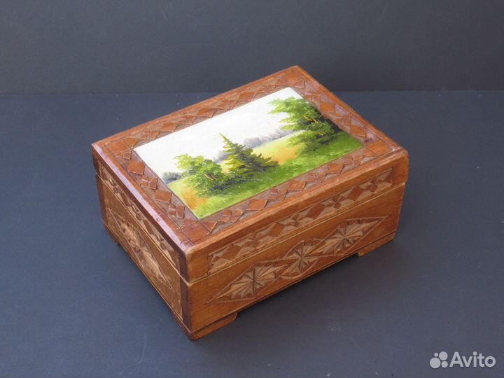 Шкатулка с пейзажем артель «Победа» 1950г