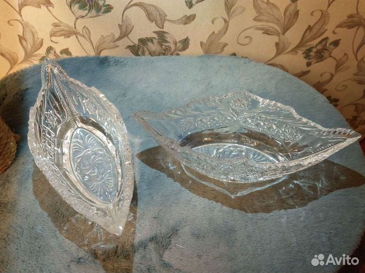 Хрустальные конфетницы-салатники СССР 2 шт