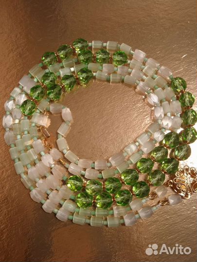 Бусы двухрядные сатиновое стекло