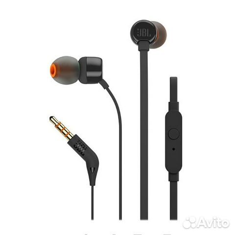 Наушники с микрофоном JBL T110 черные, mini jack 3