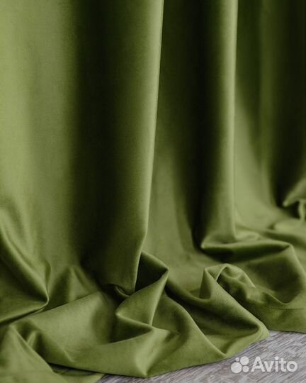Портьеры бархат Беллиссимо Оливковый шторы
