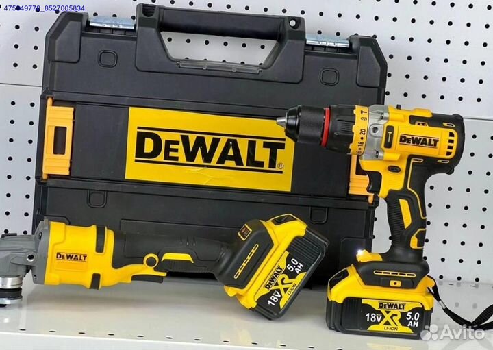 Новый Набор dewalt 2В1 ушм+Шуруповерт с двумя АКБ