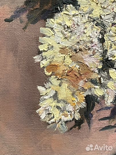 Картина маслом Букет Цветы Хризантемы, холст