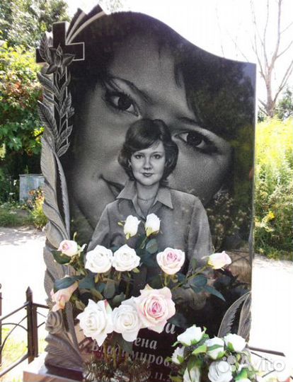 Памятники, оградки, фото на стекле, облагораживан