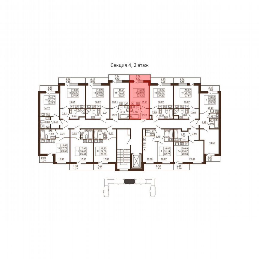 Квартира-студия, 23,2 м², 2/6 эт.