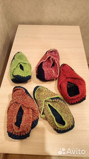 Вязанные домашние тапочки