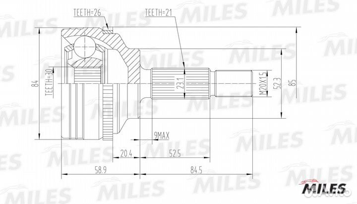 Шрус наружный 21x30 Renault Kangoo/Clio 1.2/1.4i/1