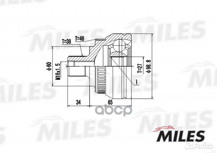 Шрус vw sharan ford galaxy 1.8-2.8 95-06 нар