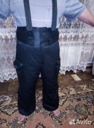 Тёплые зимние штаны на лямках