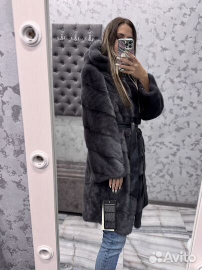 Новая норковая шуба графит рубашка 42-50