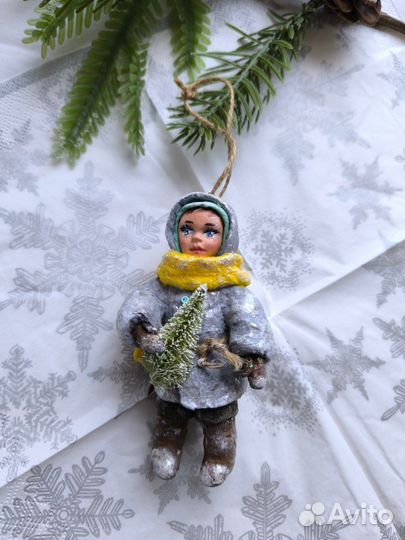 Елочная игрушка из ваты ручная работа