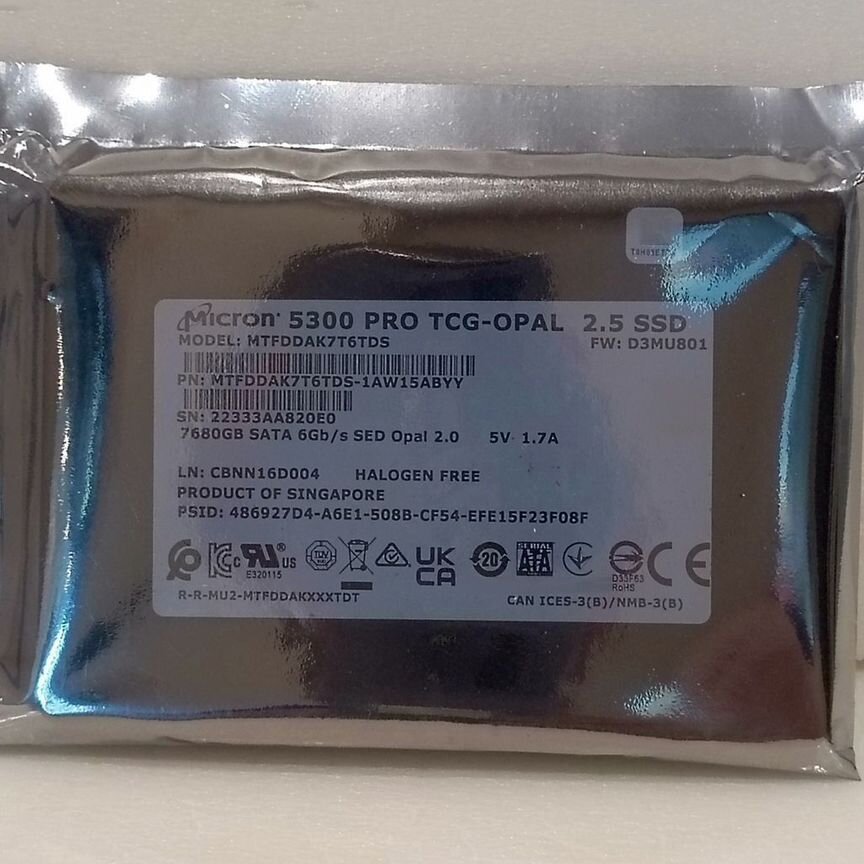 [MTFDDAK7T6TDS] Ssd Micron 5300 Pro 7.68tb Mtfddak7t6tds