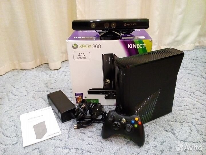Xbox 360 кинект + много игр как новый