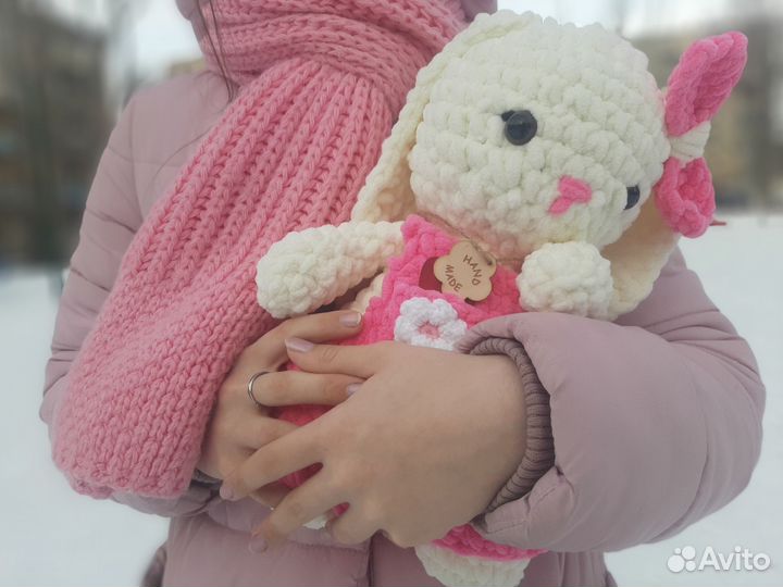 Игрушка вязанная, зайчик крючком