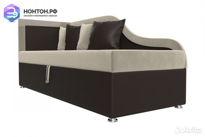 Детский диван Дюна микровельвет / экокожа бежевый