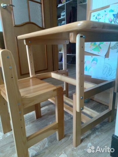 Стол-парта+стул детский сосна