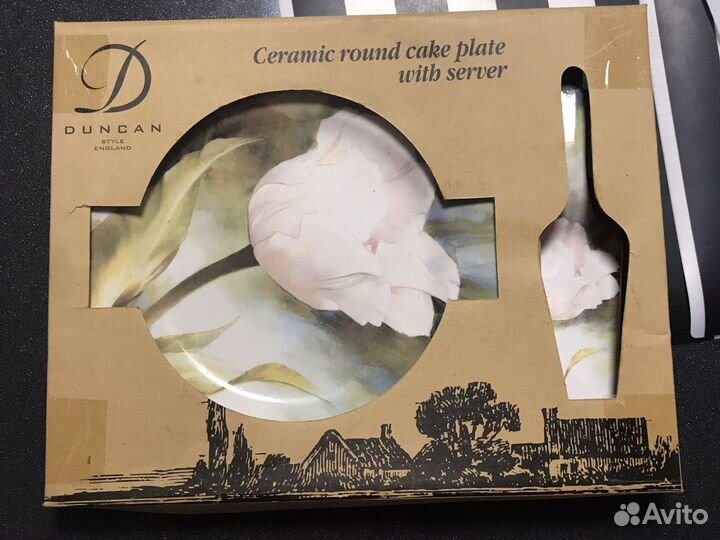Тарелка для торта 27см с лопаткой Duncan