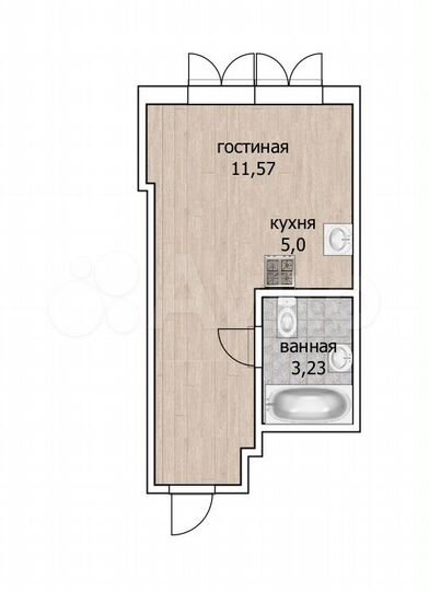 Квартира-студия, 19,8 м², 5/27 эт.
