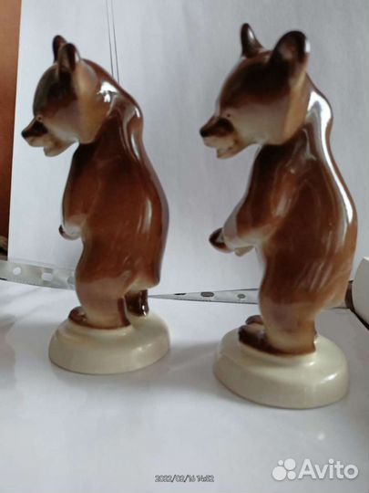 Статуэтка бурый медведь фарфоровый лфз в/с СССР