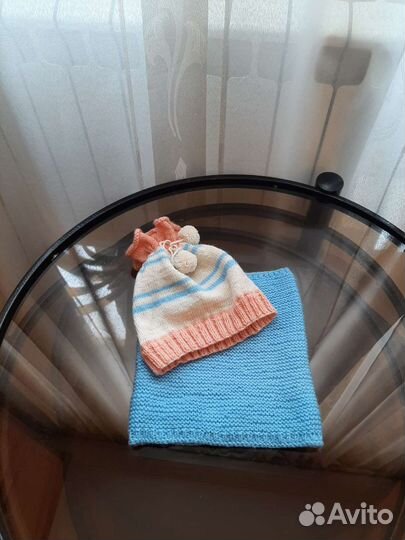 Шапочка и снуд для малышей от 6 мес до 1,5 лет