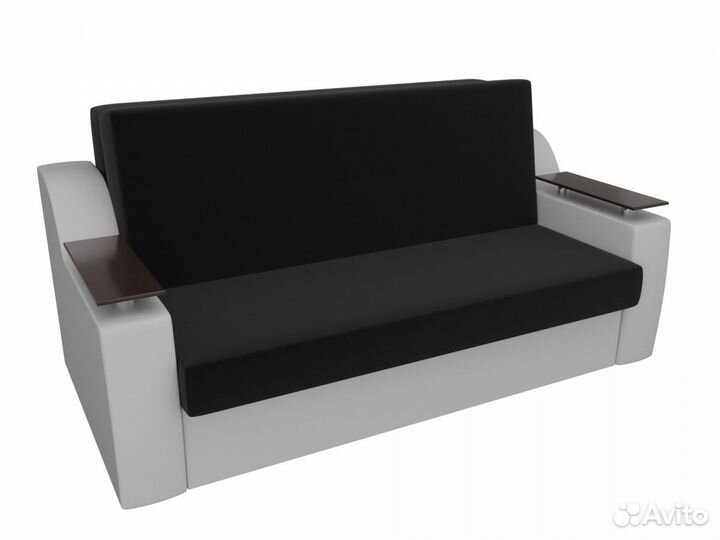 Диван прямой аккордеон Сенатор 120, микровельвет, черный, белый