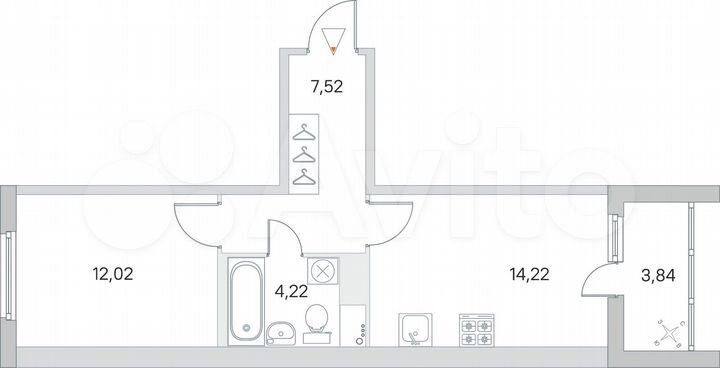1-к. квартира, 39,9 м², 3/8 эт.
