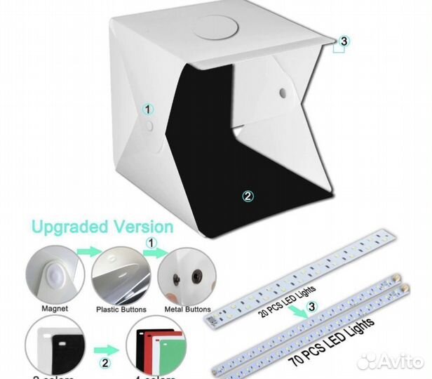 Фотобокс 40 x 40 две LED подсветки 6 фонов Новый