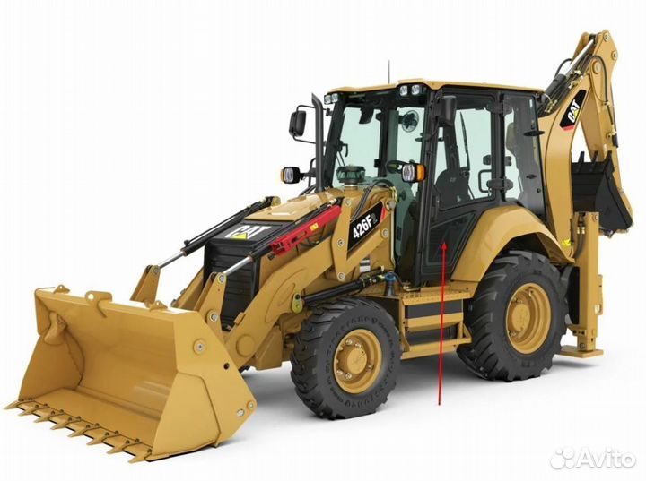 Стекло двери нижнее для погрузчика Caterpillar 426