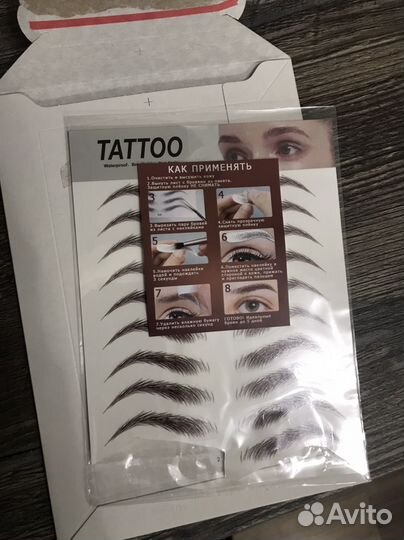 Временные брови тату, наклейки