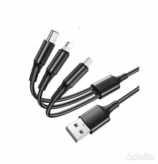 Кабель USB Lightning,Micro,Type-C 3в1 новый