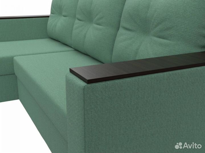 Диван угловой Атланта Лайт Б-С левый угол, рогожка, амур зеленый