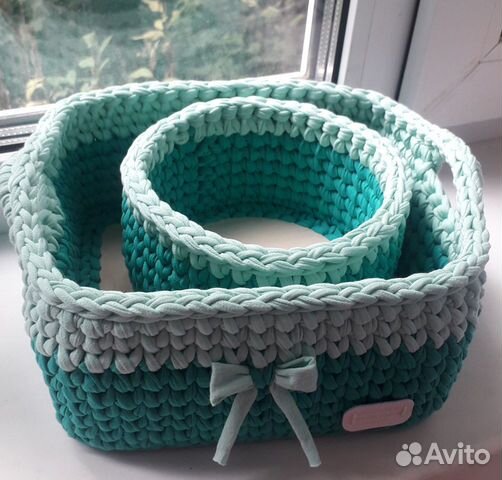 Корзинки из трикотажной пряжи