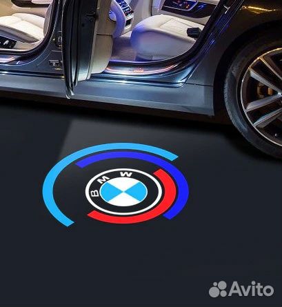 Подсветка дверей с логотипом на асфальт BMW 5 E39