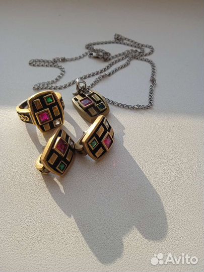 Серебряный комплект с позолотой