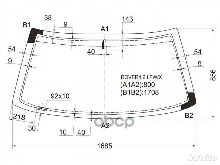 Стекло лобовое LR range rover 5D SUV 94-00 rove