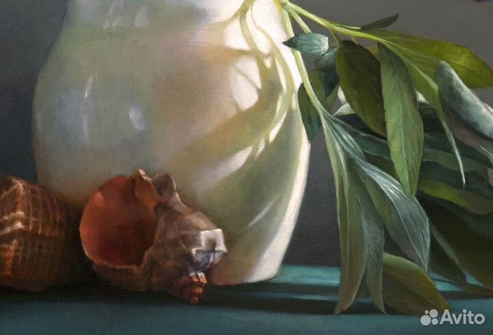 Картина маслом цветы в вазе Ирисы