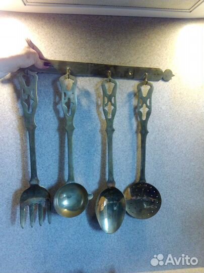 Старинный, винтажный кухонный набор. Бронза Европа