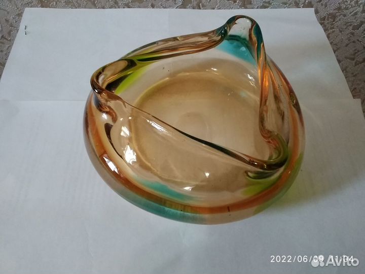 Пепельница богемское стекло Чехословакия