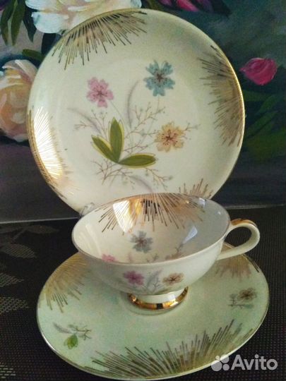 Чайное трио, фарфор, винтаж, Германия