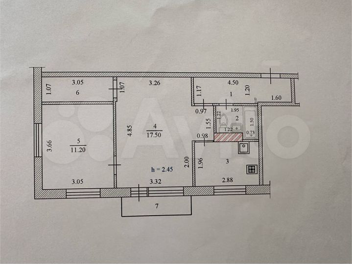 2-к. квартира, 46,1 м², 3/4 эт.