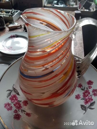 Кувшин цветное стекло СССР