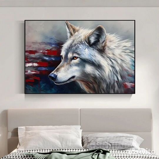 Картина маслом на холсте лесной волк Секрет эмоций